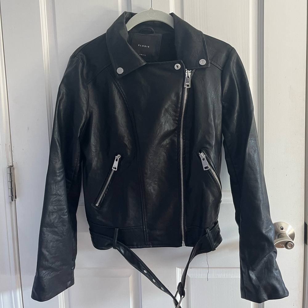 Elodie (Nordstrom) Black Vegan Leather Moto Jacket